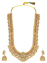 South Indian Laxmi Motif Necklace Set - Gold