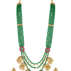 Regal Emerald Layered Temple Necklace - Green & White
