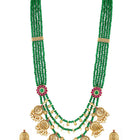 Regal Emerald Layered Temple Necklace - Green & White