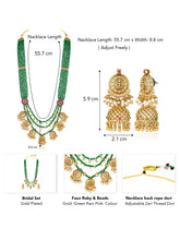 Regal Emerald Layered Temple Necklace - Green & White
