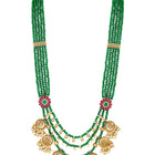 Regal Emerald Layered Temple Necklace - Green & White
