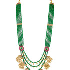 Regal Emerald Layered Temple Necklace - Green & White