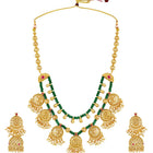 Ethnic Charm Emerald Lakshmi Necklace - Green & White