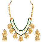 Ethnic Charm Emerald Lakshmi Necklace - Green & White
