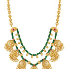 Ethnic Charm Emerald Lakshmi Necklace - Green & White