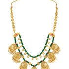 Ethnic Charm Emerald Lakshmi Necklace - Green & White