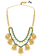 Ethnic Charm Emerald Lakshmi Necklace - Green & White