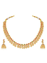 Classic Heritage Ruby Bead Necklace Set - Rani Pink Green
