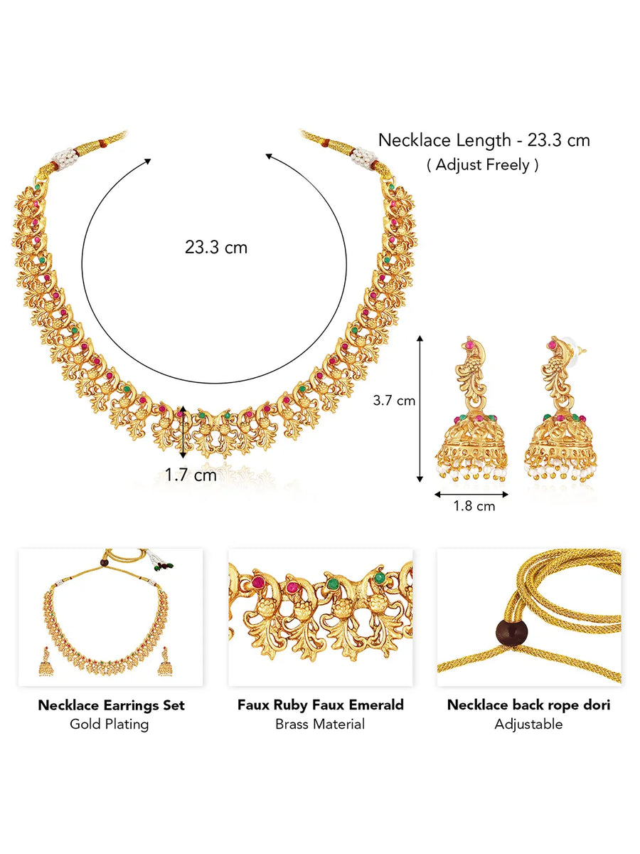 Classic Heritage Ruby Bead Necklace Set - Rani Pink Green