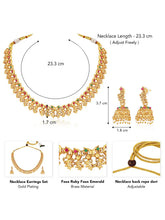 Classic Heritage Ruby Bead Necklace Set - Rani Pink Green