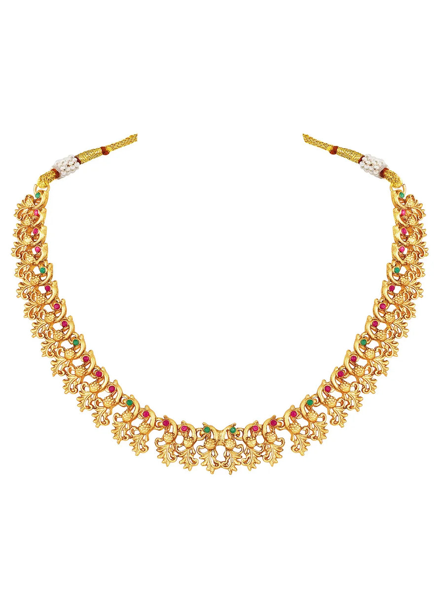 Classic Heritage Ruby Bead Necklace Set - Rani Pink Green