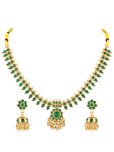 Traditional Emerald Necklace & Jhumka - Gold