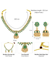 Traditional Emerald Necklace & Jhumka - Gold