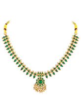 Traditional Emerald Necklace & Jhumka - Gold