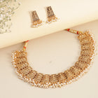 South Temple Laxmi Necklace with Pearls - Gold