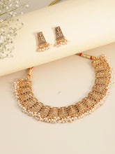 South Temple Laxmi Necklace with Pearls - Gold