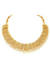 South Temple Laxmi Necklace with Pearls - Gold