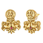 Temple Lakshmi Coin Choker Set In Rani Pink & Green