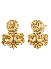 Temple Lakshmi Coin Choker Set In Rani Pink & Green