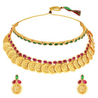 Peora Traditional Lakshmi Coin Choker Necklace Set