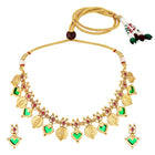 Traditional Lakshmi Ruby Emerald Necklace - Gold