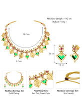 Traditional Lakshmi Ruby Emerald Necklace - Gold