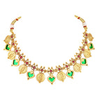 Traditional Lakshmi Ruby Emerald Necklace - Gold