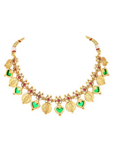 Traditional Lakshmi Ruby Emerald Necklace - Gold