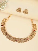 Lakshmi Coin Temple Necklace Set - Gold