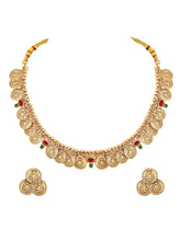 Lakshmi Coin Temple Necklace Set - Gold