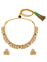 Lakshmi Coin Temple Necklace Set - Gold