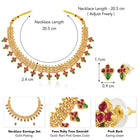Temple Style Floral Motif Necklace Set - Gold