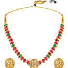 Ethnic Charm Lakshmi Coin Necklace Set - Rani Pink Green