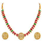 Ethnic Charm Lakshmi Coin Necklace Set - Rani Pink Green