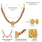 Ethnic Charm Lakshmi Coin Necklace Set - Rani Pink Green