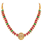 Ethnic Charm Lakshmi Coin Necklace Set - Rani Pink Green
