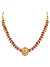 Ethnic Charm Lakshmi Coin Necklace Set - Rani Pink Green