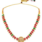 Ethnic Charm Lakshmi Coin Necklace Set - Rani Pink Green