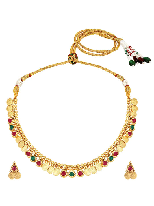 Royal Heritage Coin Lakshmi Necklace Set - Gold