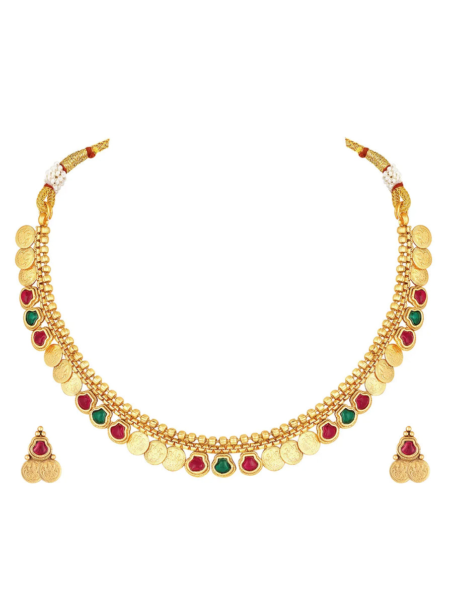 Royal Heritage Coin Lakshmi Necklace Set - Gold