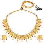 Royal Emblem Laxmi Coin Necklace Set - Gold