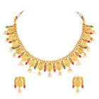 Royal Emblem Laxmi Coin Necklace Set - Gold