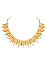 Royal Emblem Laxmi Coin Necklace Set - Gold
