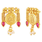 Royal Emblem Laxmi Coin Necklace Set - Gold