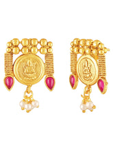 Royal Emblem Laxmi Coin Necklace Set - Gold