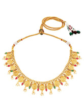 Royal Emblem Laxmi Coin Necklace Set - Gold