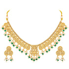 Classic Laxmi Motif Coin Necklace Set - Gold