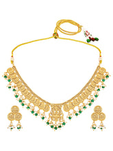 Classic Laxmi Motif Coin Necklace Set - Gold