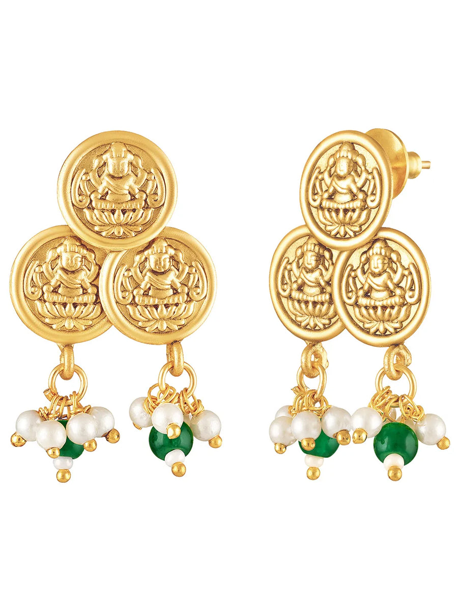 Classic Laxmi Motif Coin Necklace Set - Gold