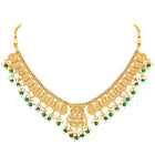 Classic Laxmi Motif Coin Necklace Set - Gold